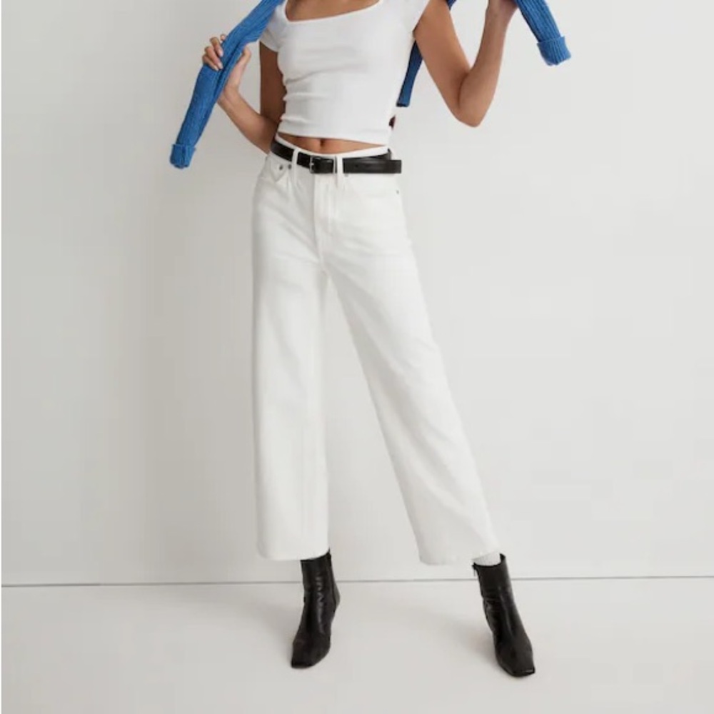 Madewell Perfect Vintage Wide-Leg Crop White Jean - Picture 2 of 14